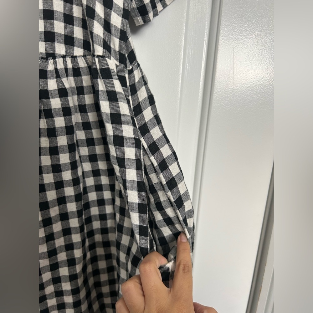 Madewell Women Linen Blend Allie Mini Dress in Gingham Check size small preppy - Picture 9 of 15